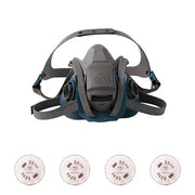 Half Mask Respirator Kit: 4 Filters Included, Nuisance Acid Gas, P100 Filter, Quick Latch, Size L