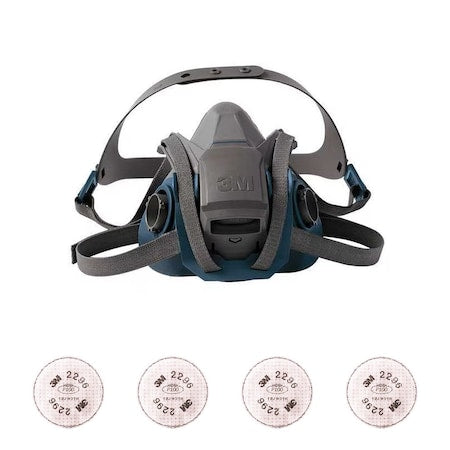 Half Mask Respirator Kit: 4 Filters Included, Nuisance Acid Gas, P100 Filter, Quick Latch, Size M