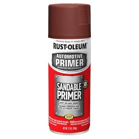 Automotive Sandable Primer Spray, Red, 12 Oz