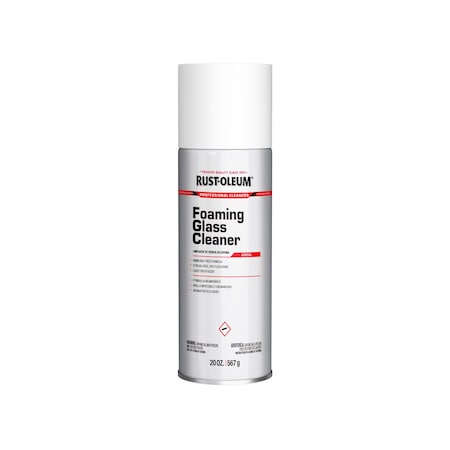 Foam Glass Cleaner, 20 oz, Clear, Fragrance Free, Aerosol Spray Can, 12 PK