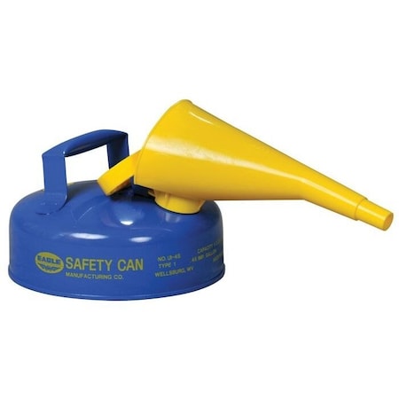 Type I Safety Can, Galvanized Steel, 2 qt, Self-Closing Lid, Includes Funnel, Blue, Kerosene