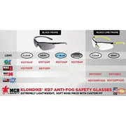 Klondike (KD7), Safety Glasses, Dual Coated MAX3/MAX6, Gray Lens, Hi-Vis Lime Frame, Half Frame