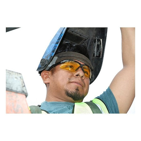 Memphis (MP1), Safety Glasses, Anti-Scratch, Amber Lens, Black Frame, Half Frame, 1 PR