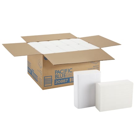Pacific Blue Ultra Multifold Paper Towels, 1 Ply, 220 Sheets, White, 10 PK