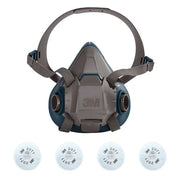 Half Mask Respirator Kit: 4 Cartridges Included, 6500 Series, P95 Filter, Silicone, Size L