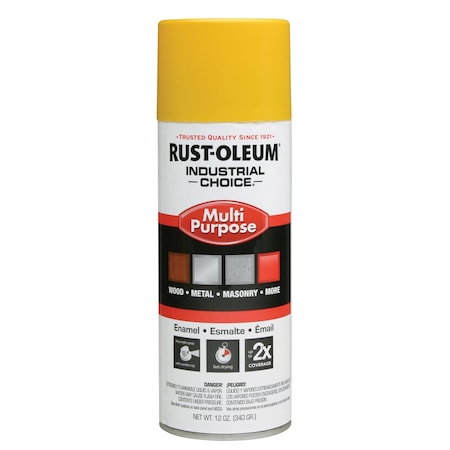 Spray Paint, OSHA Safety Yellow, Gloss, Solvent, 12 oz