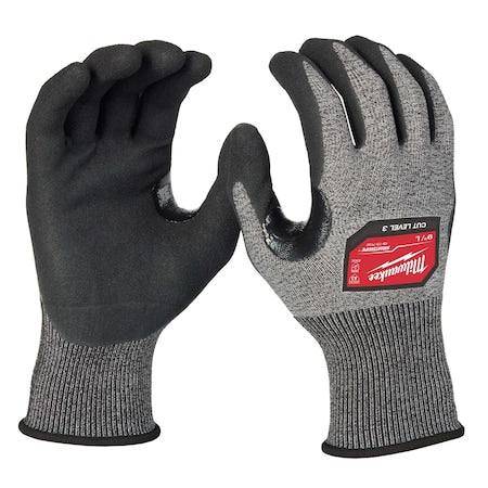 Cut-Resistant Dipped Gloves, Cut Level A3 ,Dipped ,Nitrile ,Rough ,Large 1 PR