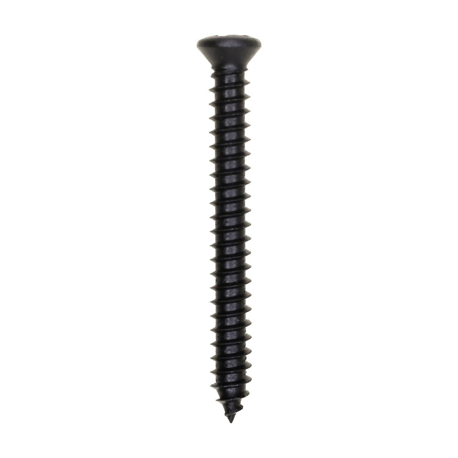 #8 x 1-1/2" Phillips Oval Head Tapping Screw with #6 Head Black Oxide
