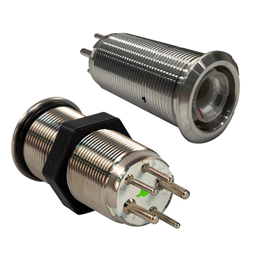 19mm Inrush Push Button Switch Momentary Off(On)(On) - Blue/Red/Green LED - Switch Body Only