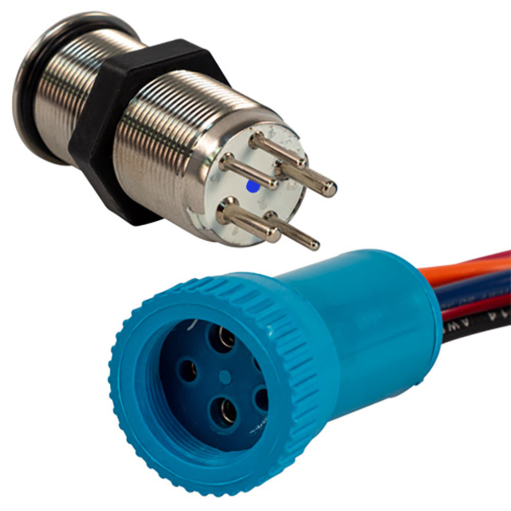 19mm Push Button Switch - Off/On/On Contact - Blue/Green/Red LED - 4' Lead