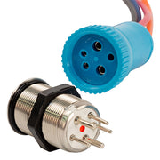 22mm Push Button Switch - Off/On Contact - Blue/Red LED - 4' Lead