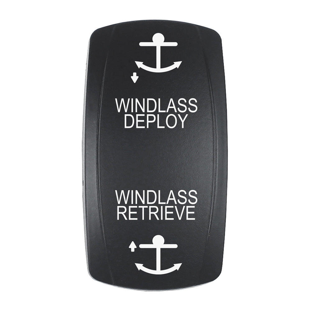 Actuator - 'WINDLASS DPLY/RTRV' f/V Series Contura Switches - Black - Laser Etched (Top/Bottom Light)
