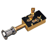 3 Position 1 Circuit Push-Pull Switch - Stamped Brass