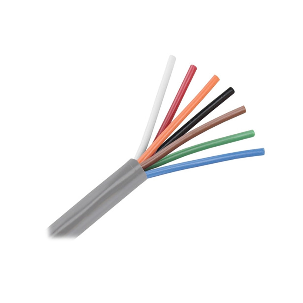 Unshielded 7 Conductor Cable - 100' - 18/7 AWG - White, Red, Orange, Black, Brown, Green, & Blue