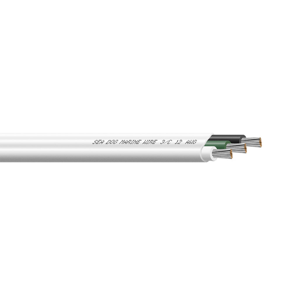 12/3 AWG Flat Triplex Wire - White/Green/Black - 750'