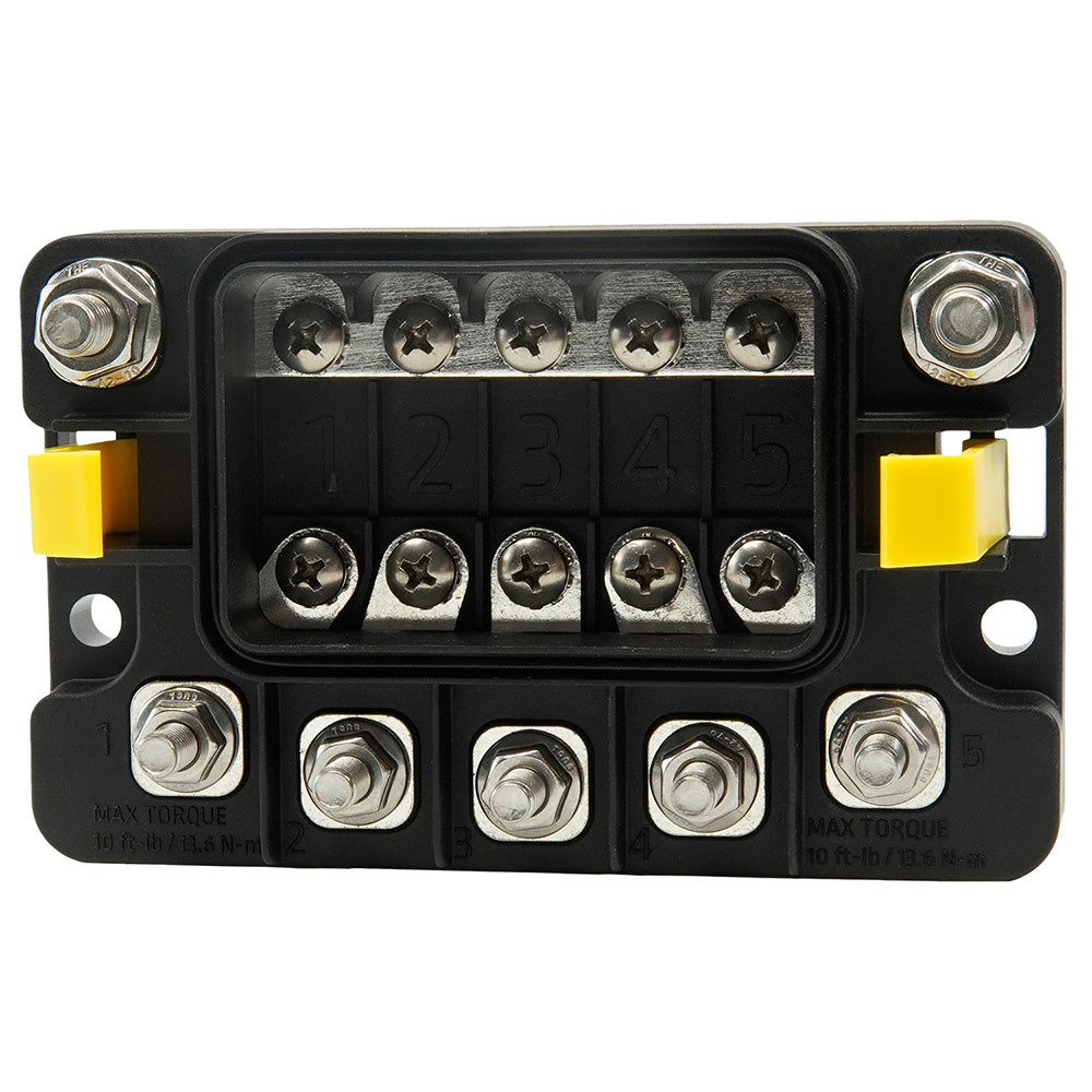 MIDI 5 Circuit Fuse Block w/Sealed Cover - M8 Inputs - M6 Outputs