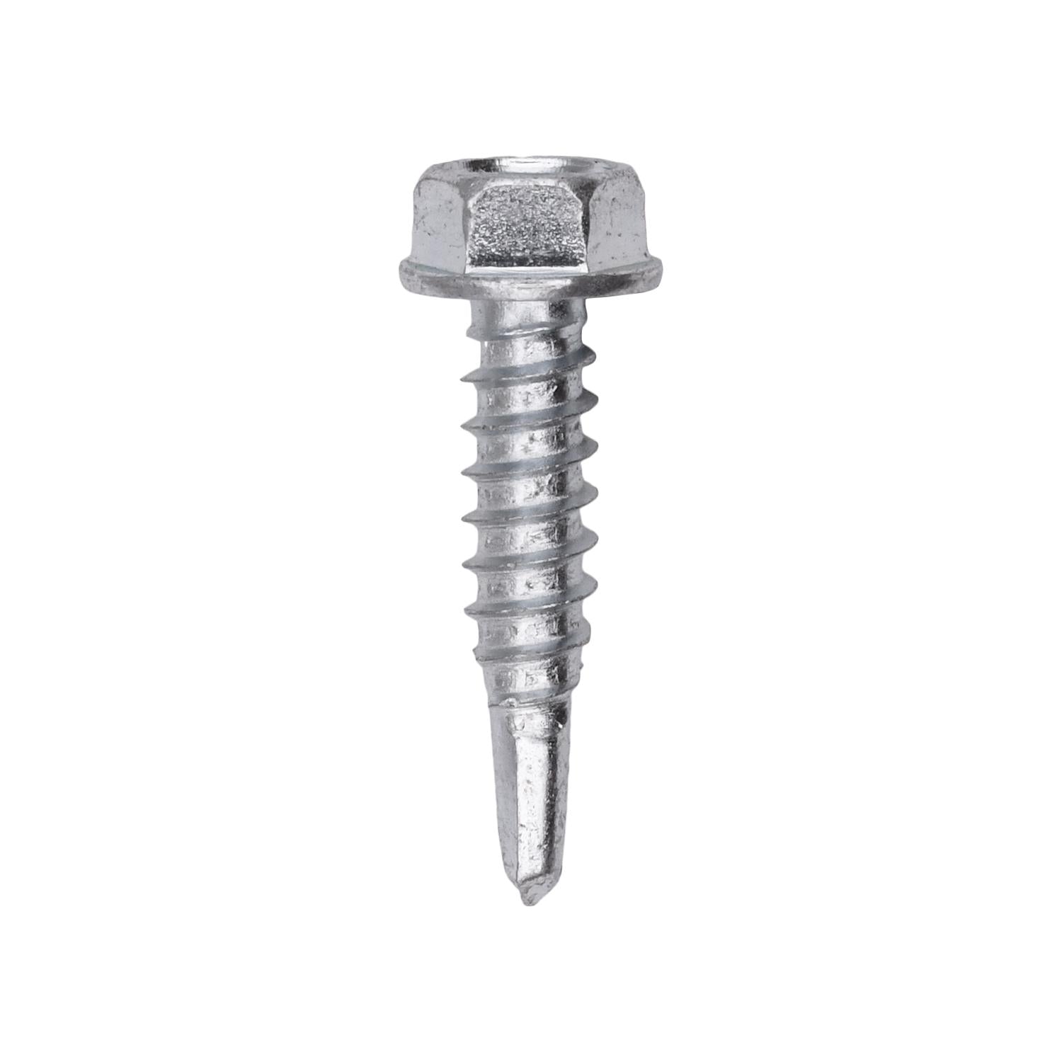 #12 x 1" Indented Hex Washer Head Number 3 Super Teks - Zinc