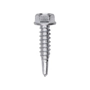 #12 x 1" Indented Hex Washer Head Number 3 Super Teks - Zinc