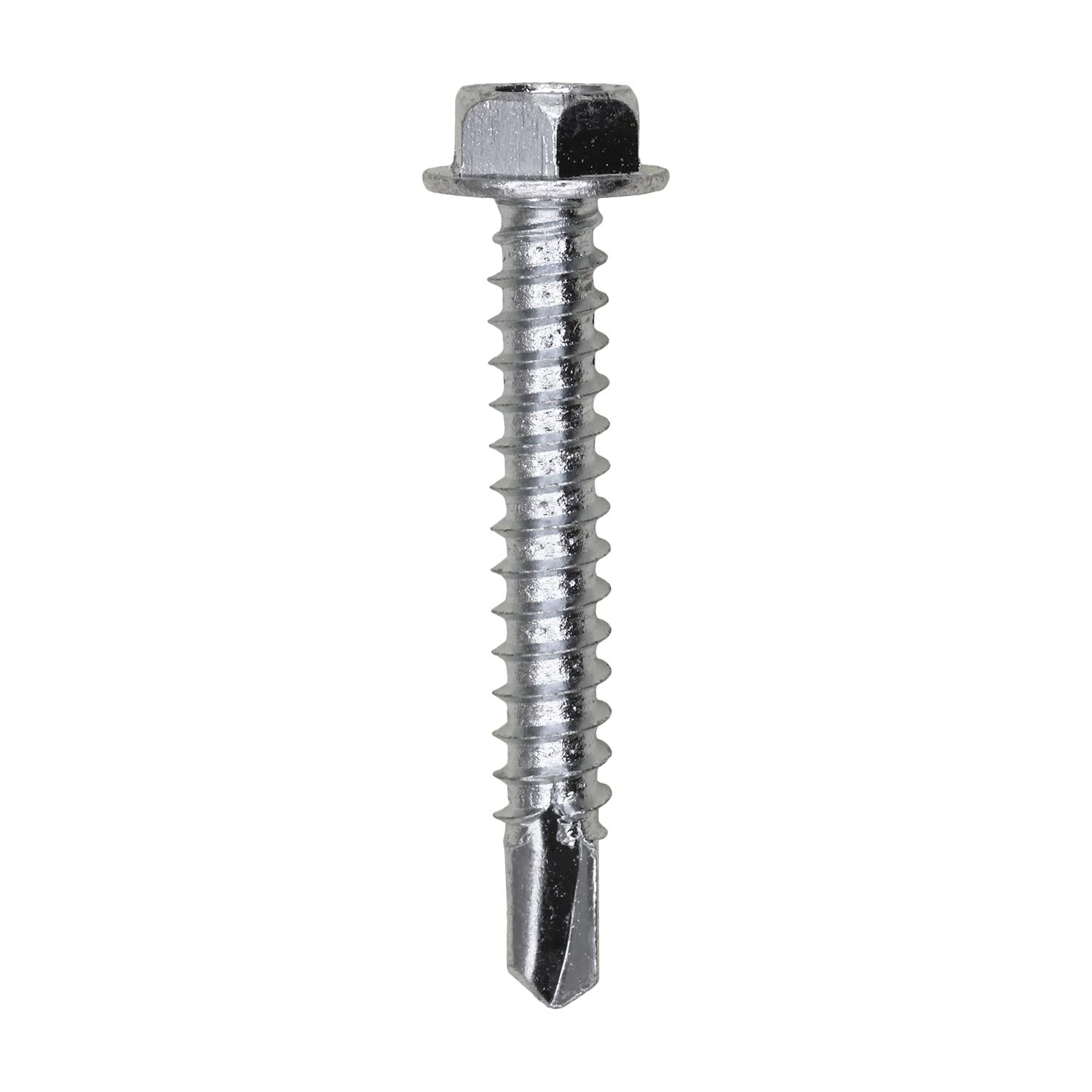 #12 x 1"-1/2" Indented Hex Washer Head Number 3 Super Teks - Zinc