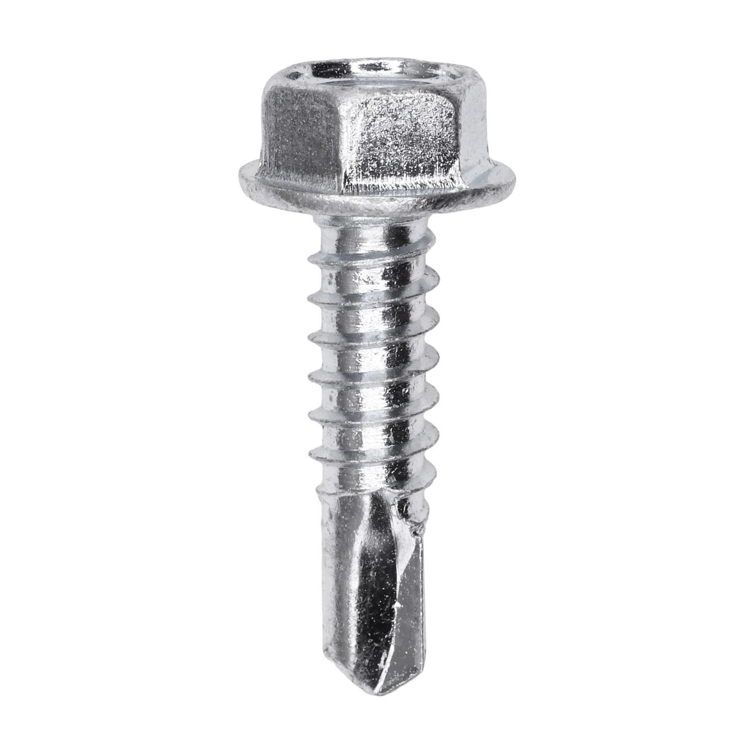 #14 x 1" Indented Hex Washer Head Number 3 Super Teks - Zinc