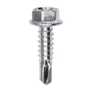 #14 x 1" Indented Hex Washer Head Number 3 Super Teks - Zinc