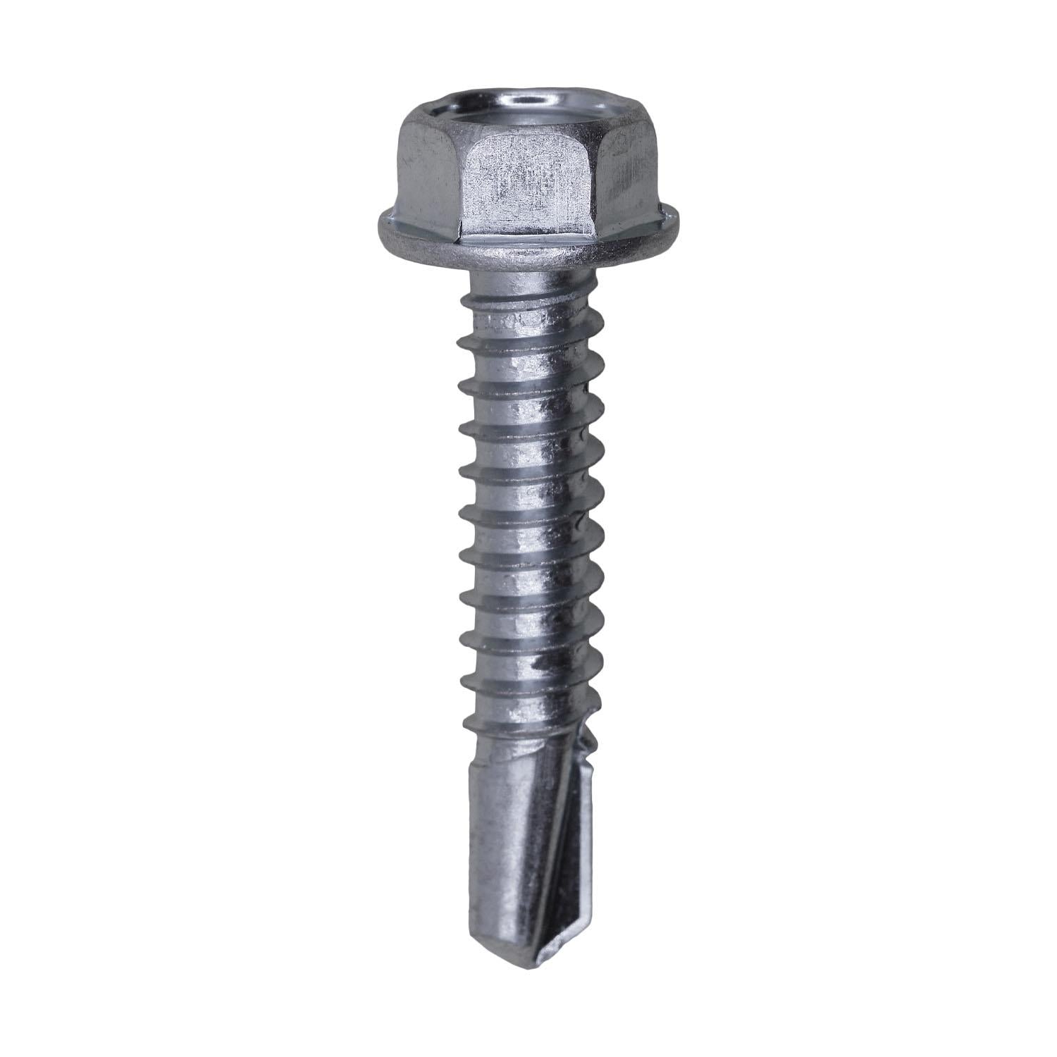 #14 x 1-1/4" Indented Hex Washer Head Number 3 Super Teks - Zinc