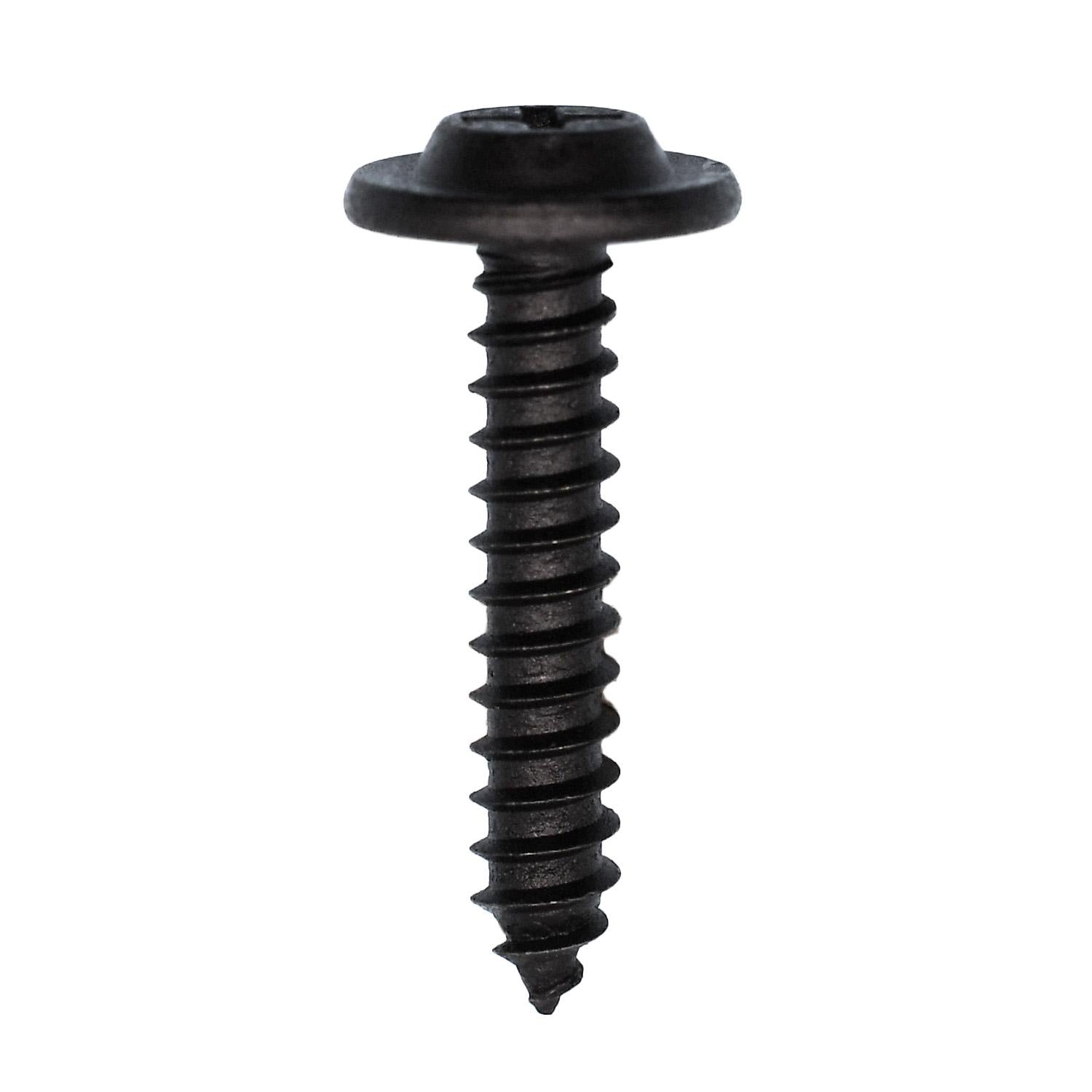 Phillips Flat Washer Head Tapping Screw #10 x 1" Black