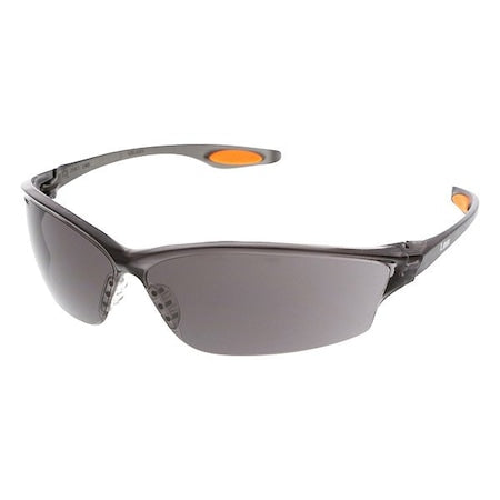 Law (LW2), Safety Glasses, Anti-Fog, Gray Lens, Smoke Frame, Frameless, 1 PR