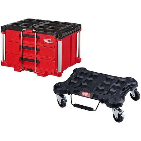 PACKOUT(TM) PACKOUT 3-DRAWER + DOLLY, Polymer, Black, Red