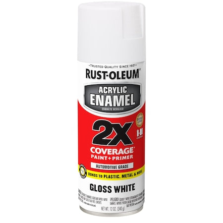 Automotive Acrylic Enamel 2X Spray Paint, White, Gloss, 12 oz, PK6