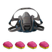 Half Mask Respirator Kit:  4 Combo Cartridges Included, Acid Gas/Organic Vapor/P100, Size L