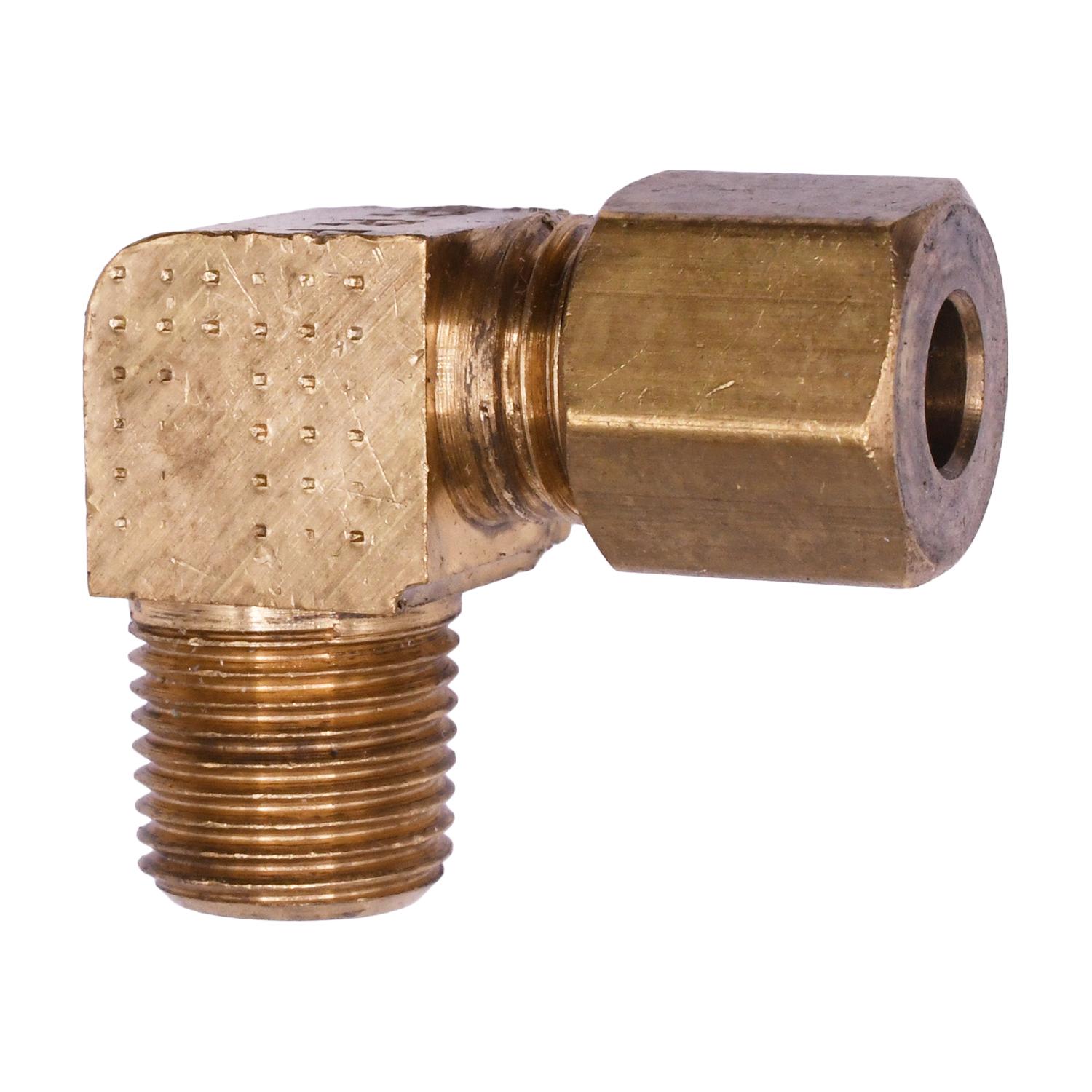 Brass 90 Degree Male Compression Adapter 3/16" Tube Size 1/8" Threads