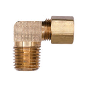 Brass 90 Degree Male Compression Adapter 1/4" Tube Size 1/4" Threads