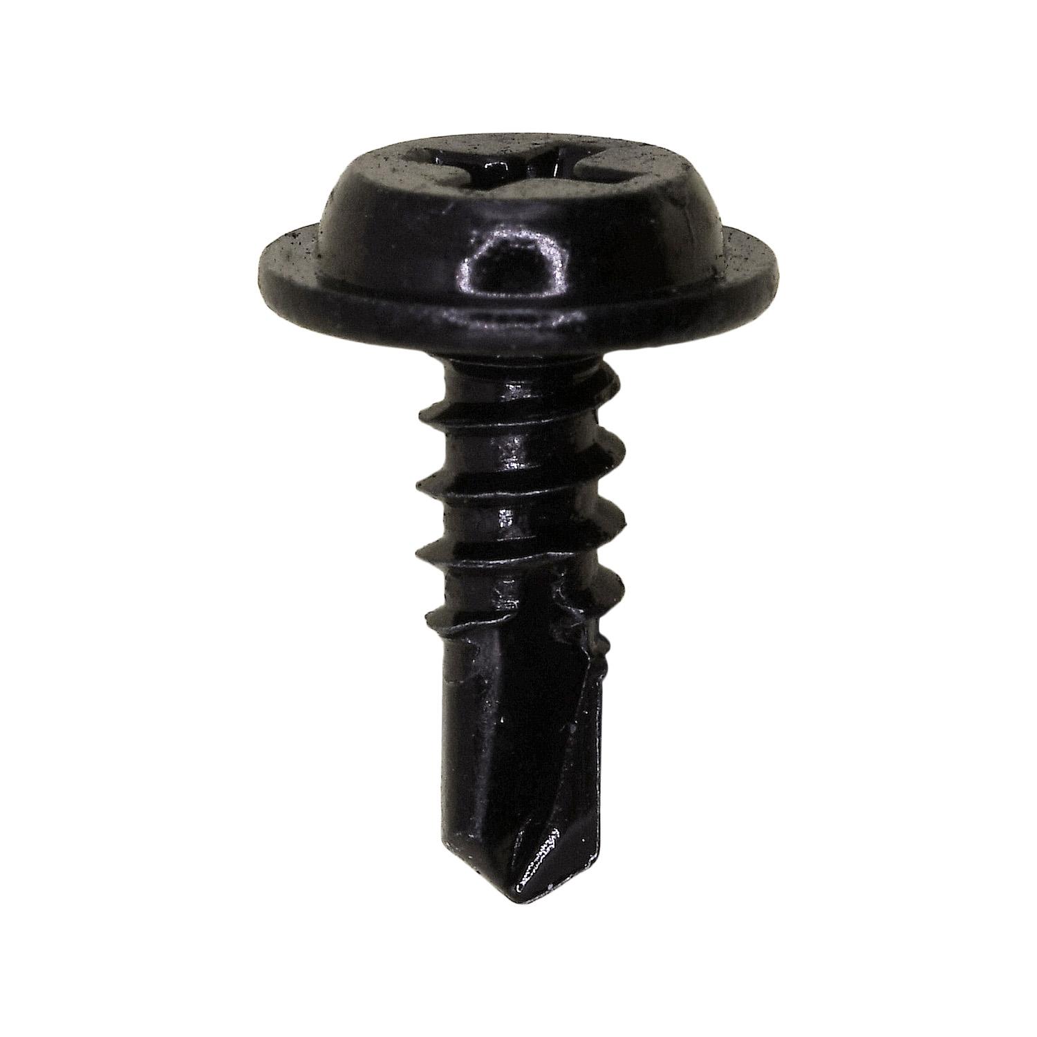 #8 x 1/2" Phillips Flat Top Washer Head Tapping Screw Black