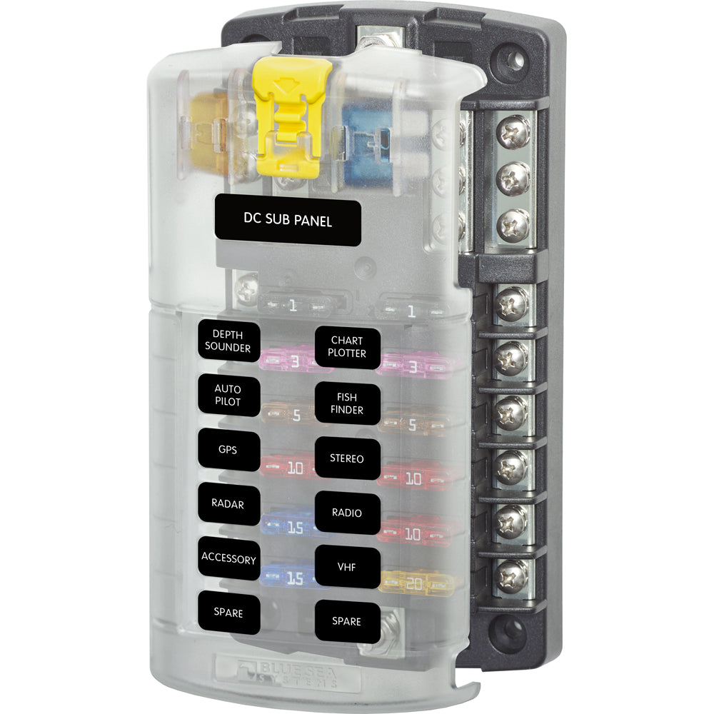 5026 ST Blade Fuse Block w/Cover - 12 Circuit w/Negative Bus
