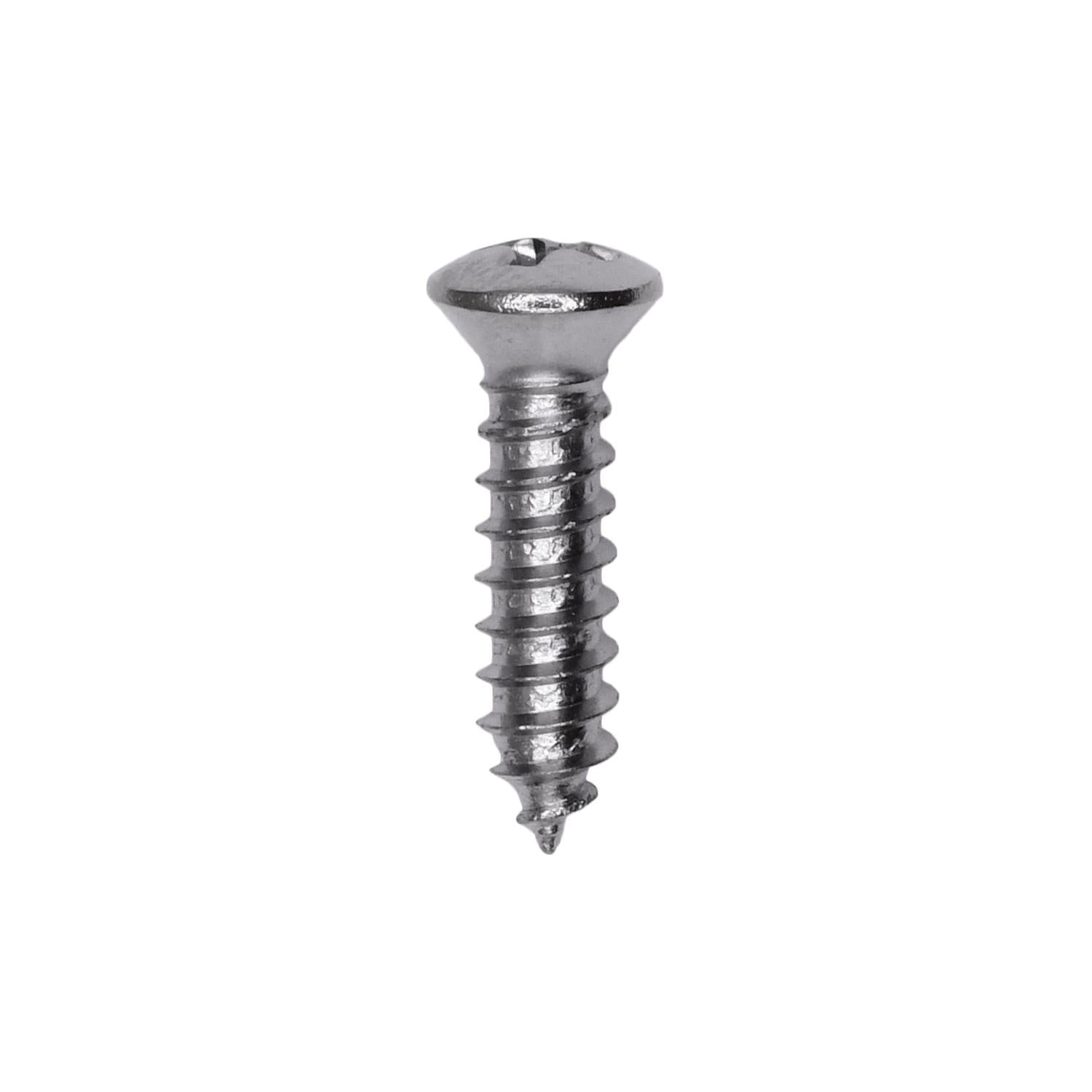 Phillips Oval Head Tapping Screw #8 Head 10 x 3/4" Chrome