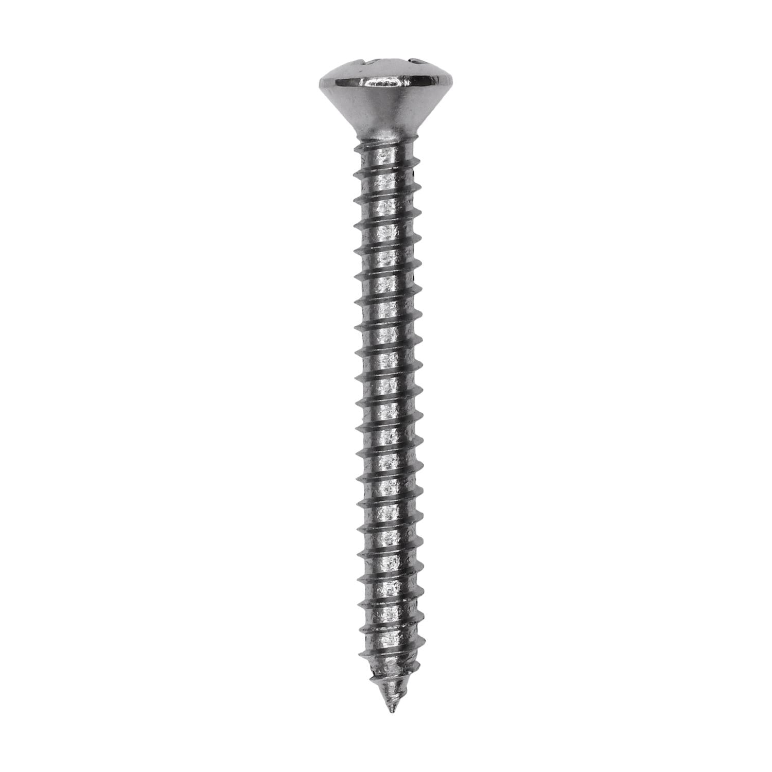 Phillips Oval Head Tapping Screw 6 x 1-1/4" Chrome