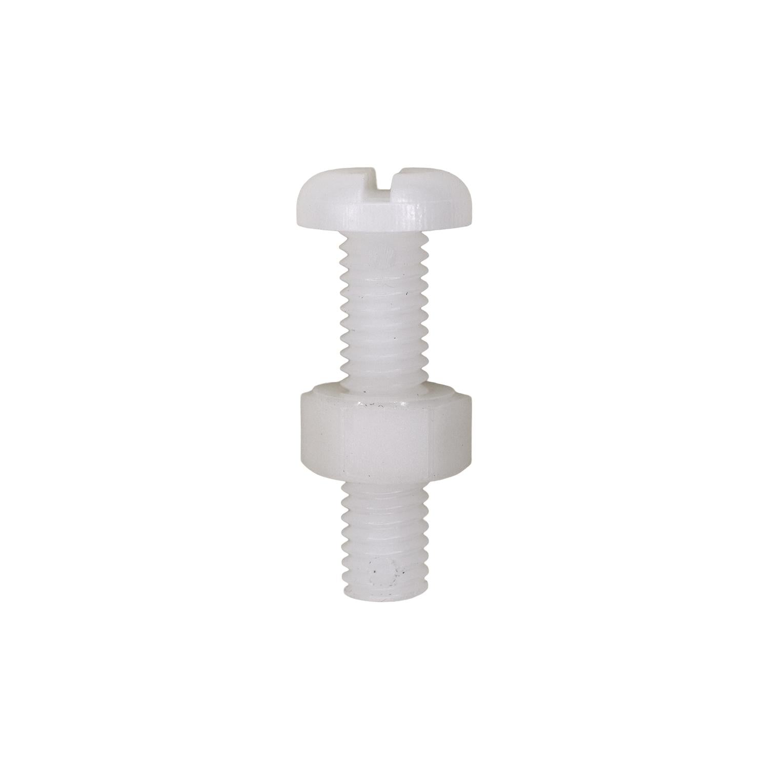 M6-1.0 x 25mm Natural Nylon License Plate Screw And Nut