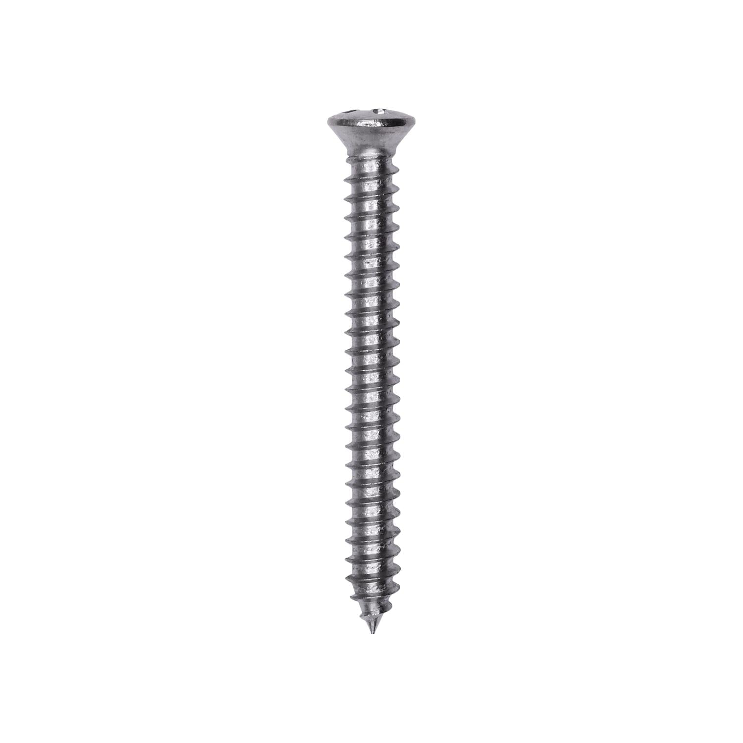 Phillips Oval #6 Head Tapping Screw 8 x 1-1/2" Chrome Ab