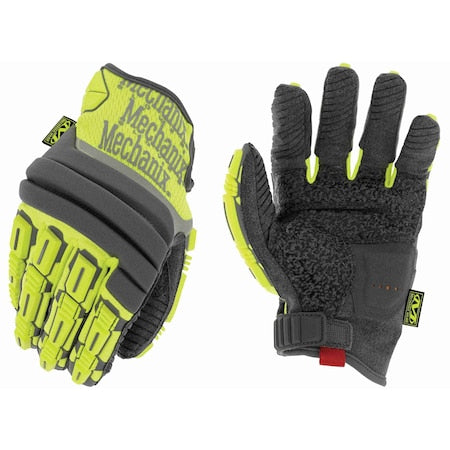 M-Pact(R) Mechanics Gloves, Synthetic Leather Palm, 9, High-Visibility Yellow