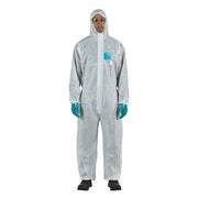 Disposable Coverallss, Hooded Coverall, 4XL, SMS, Elastic Wrist, Elastic Ankle, Serged Seam, White