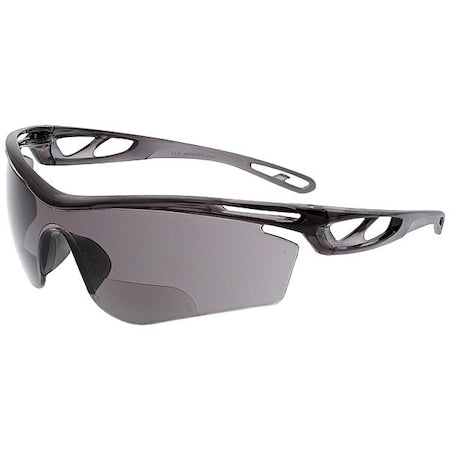 Checklite(R) CL4 Reader Safety Glasses, Clear Wraparound Frame, 1.0 Diopter, Gray Lens, Universal
