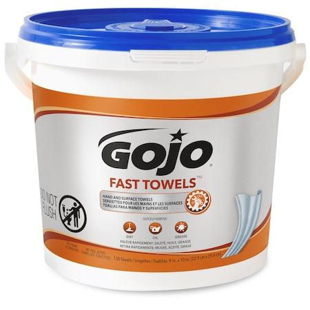 Hand and Surface Wet Towels, Bucket, 130 Wipes per Container, Citrus, Moisturizing, Blue, 4 PK