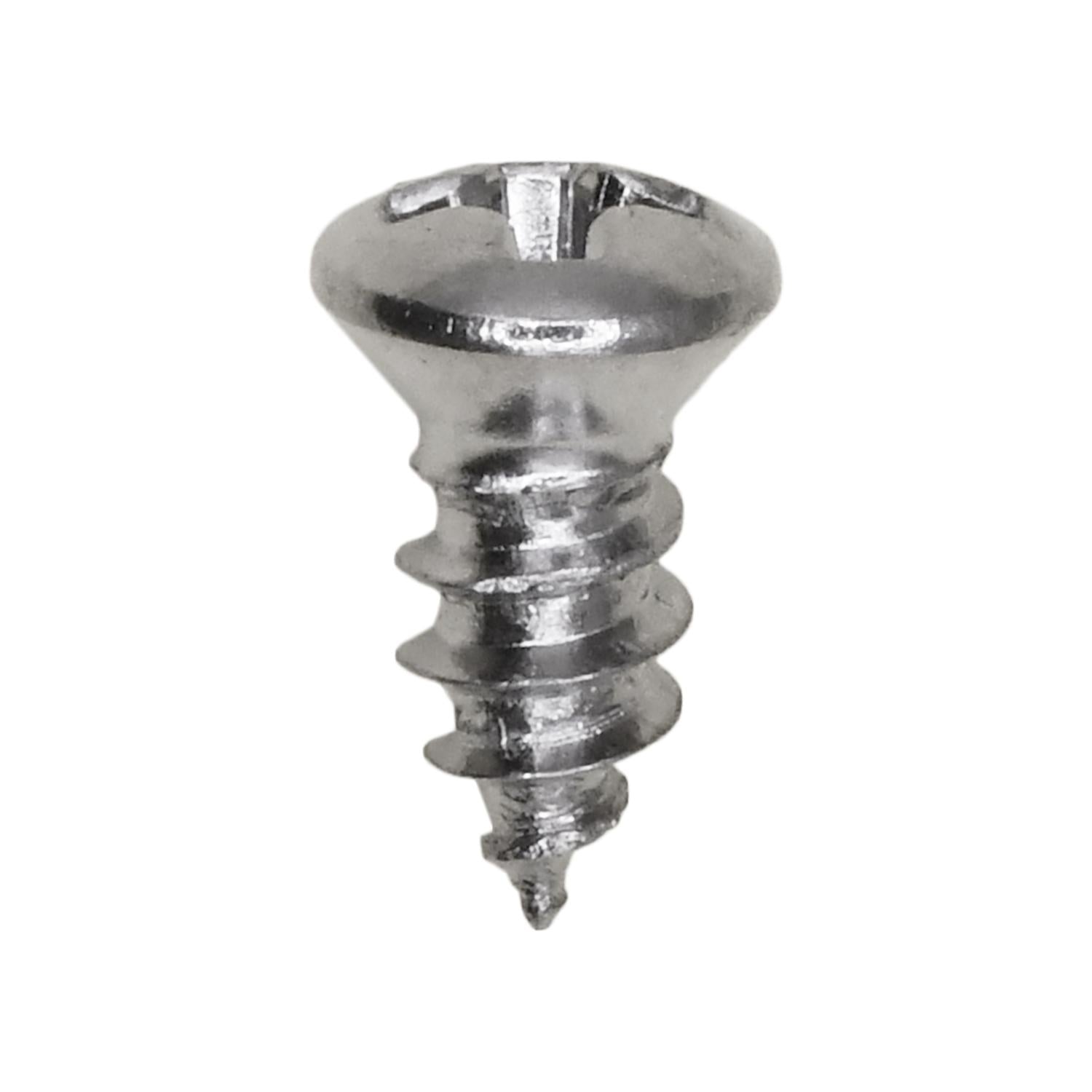 Phillips Oval #6 Head Tapping Screw 8 x 3/8" Chrome