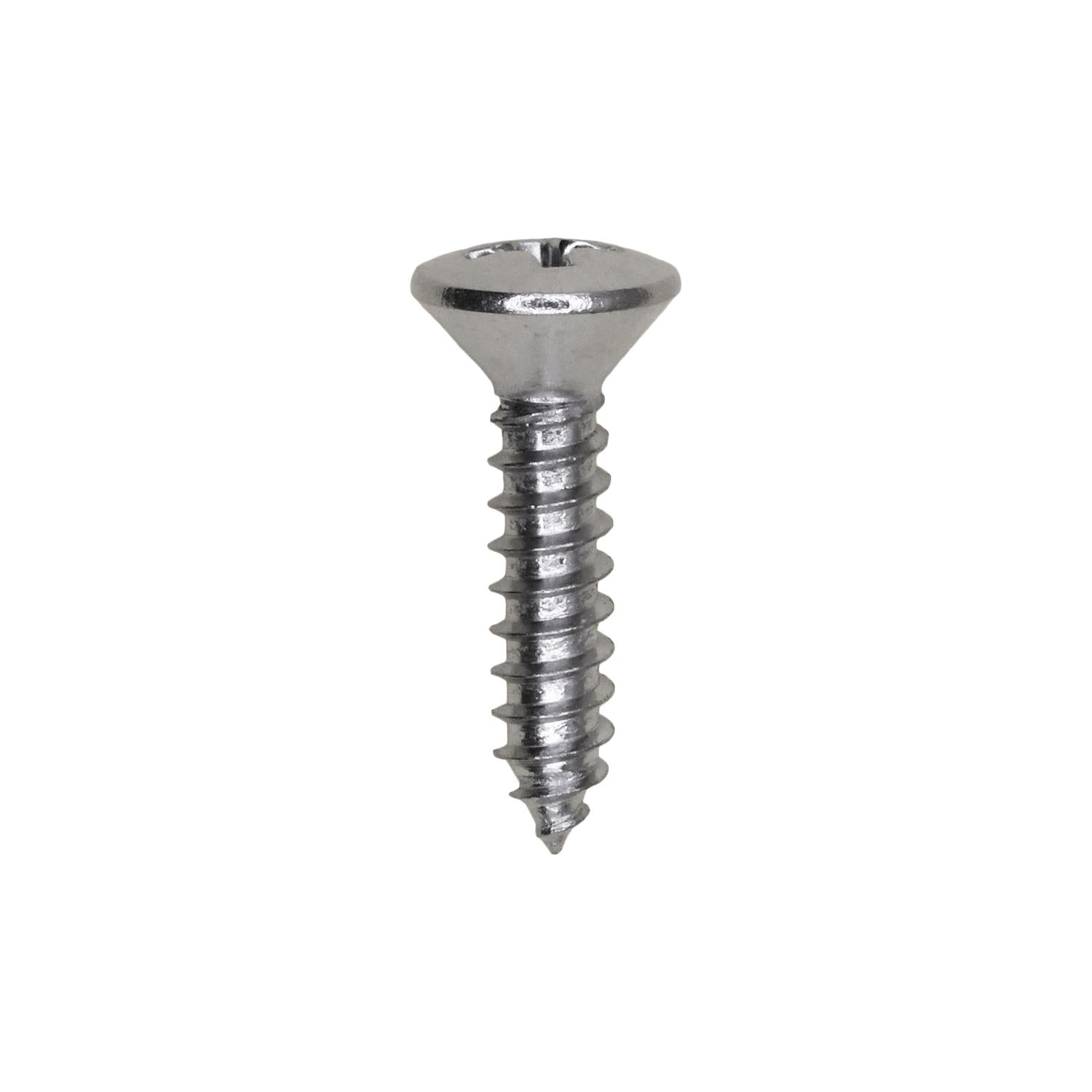 Phillips Oval Head Tapping Screw 8 x 3/4" #10 Head Chrome