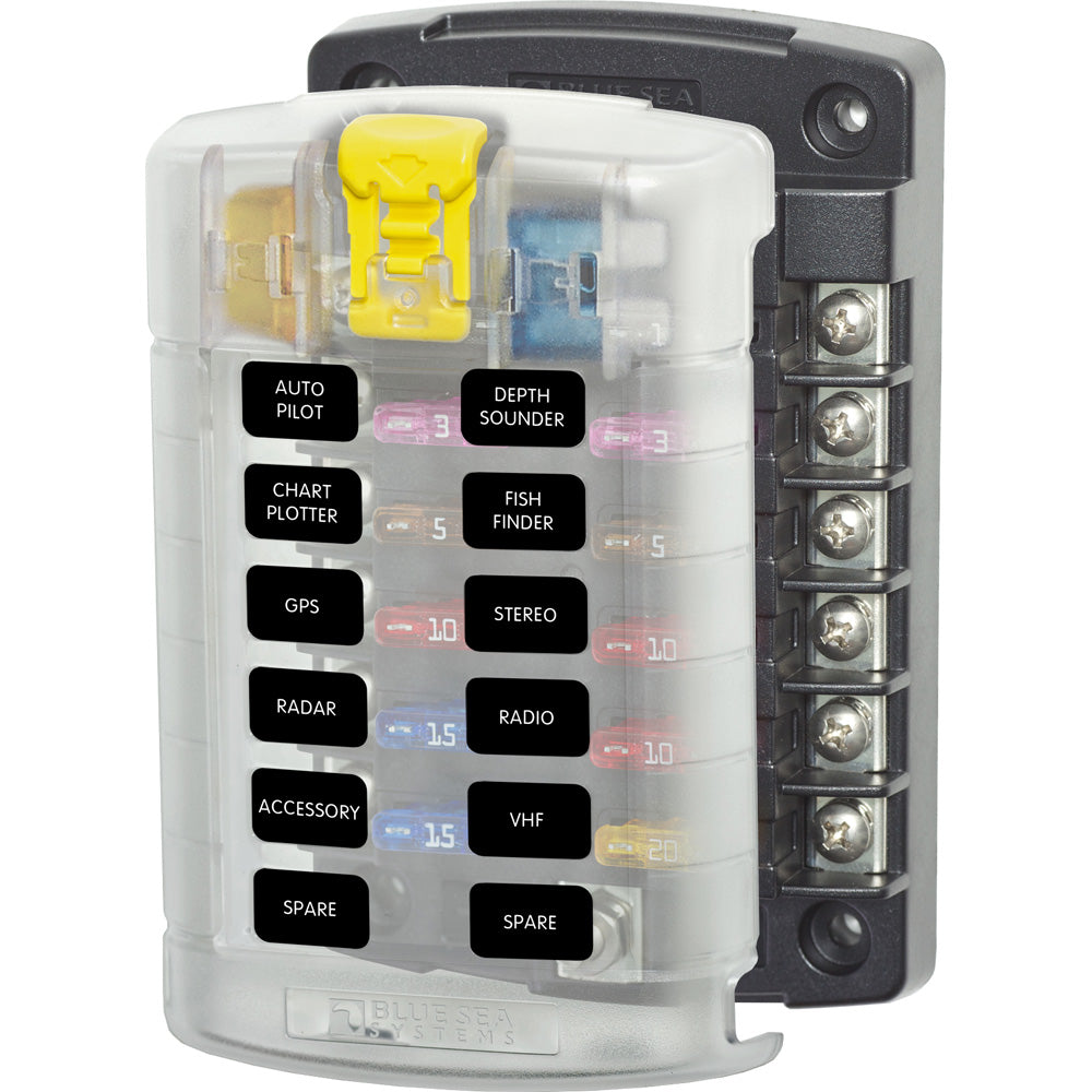 5029 ST Blade Fuse Block w/Cover - 12 Circuit w/o Negative Bus