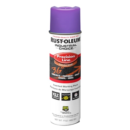 Precision Line Marking Paint, Inverted, Fluorescent Purple, 20 oz