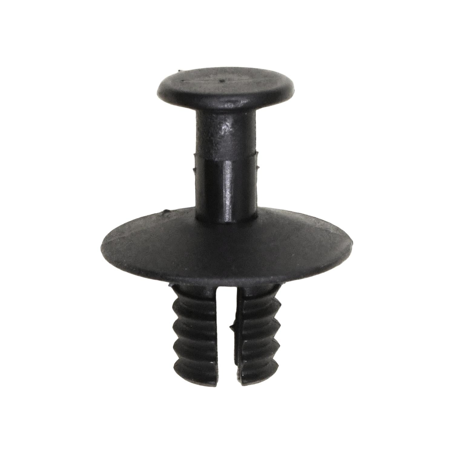 Push-Type Retainer; Head Diameter : 15mm, Stem Length: 8mm, Fits Into 7mm Hole, Black Nylon