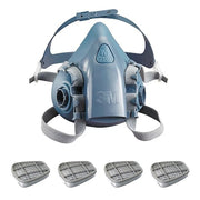 Half Mask Respirator Kit: 4 Cartridges Included, Acid Gas (AG), 7500 Series, Bayonet, Size L