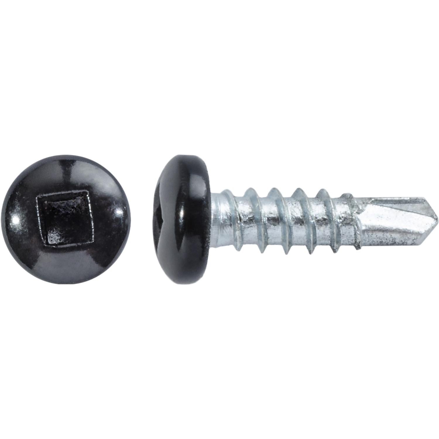 #6 x 1/2" Square Pan Self-Drilling Tek Zinc Black Painted Head RV Screws